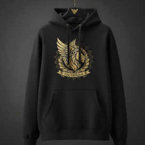 gold and black hoodie